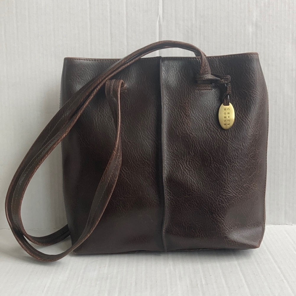 Crazy Horse Liz distressed brown strap purse bag